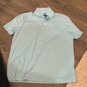 Men's Blue Striped Polo Shirt